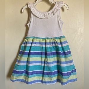 🌞Gymboree New White Striped Ruffle Neckline Bloomers Sleeveless Dress #IB
